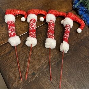Christmas Boot stocking Elf Santa Floral Picks